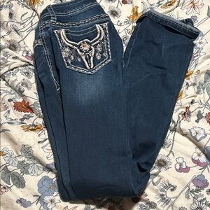 Grace Dark Blue Embroidered Boot Cut Jeans